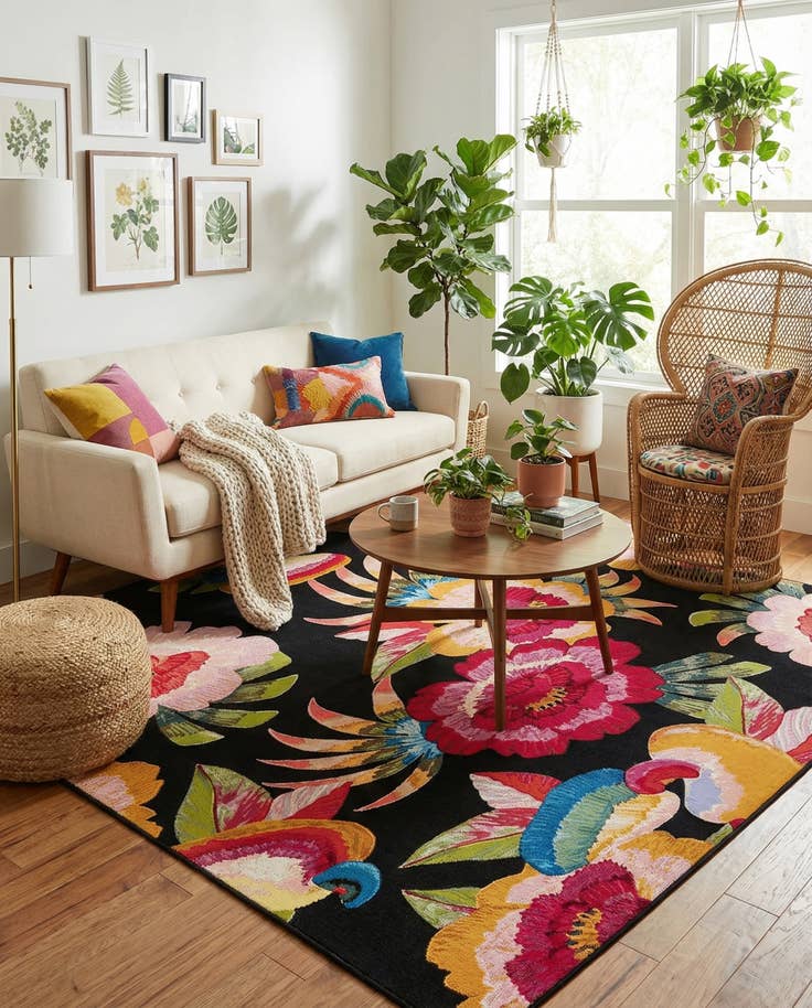Detail image of 6' x 9' Easy-Clean Botanical Indoor / Outdoor Rug