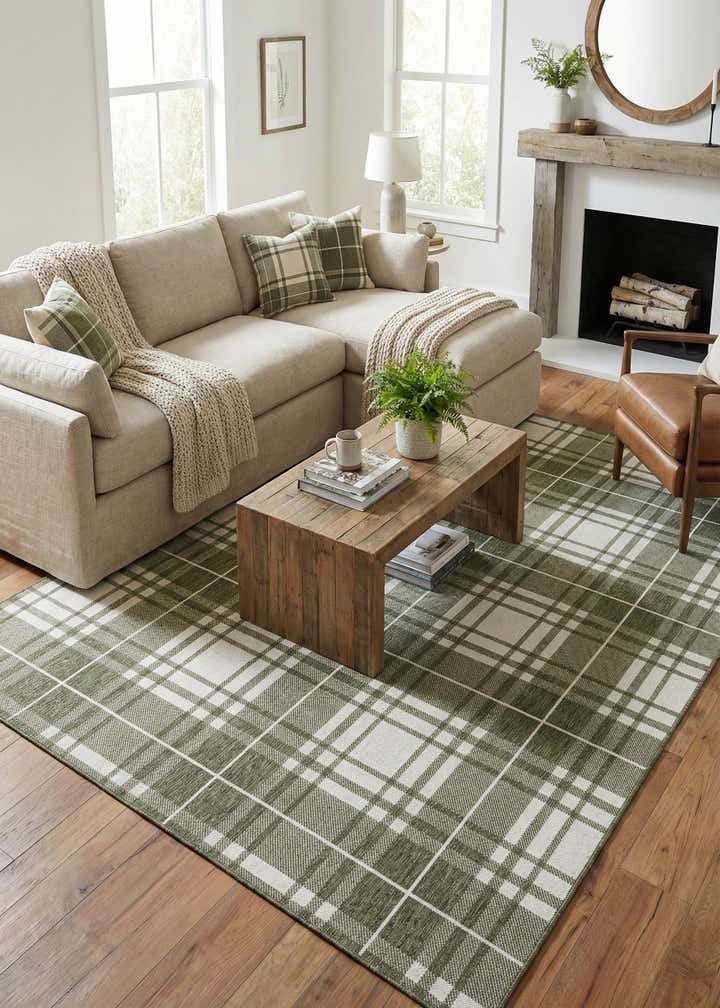 7' 10 x 10' Easy-Clean Checkered Indoor / Outdoor Rug