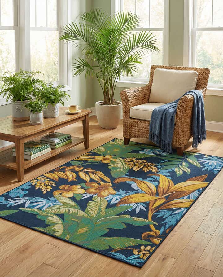 4' x 6' Easy-Clean Botanical Indoor / Outdoor Rug