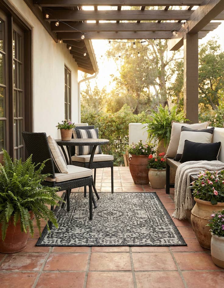 Detail image of  2' x 3'  Washable Traditional Indoor / Outdoor Rug