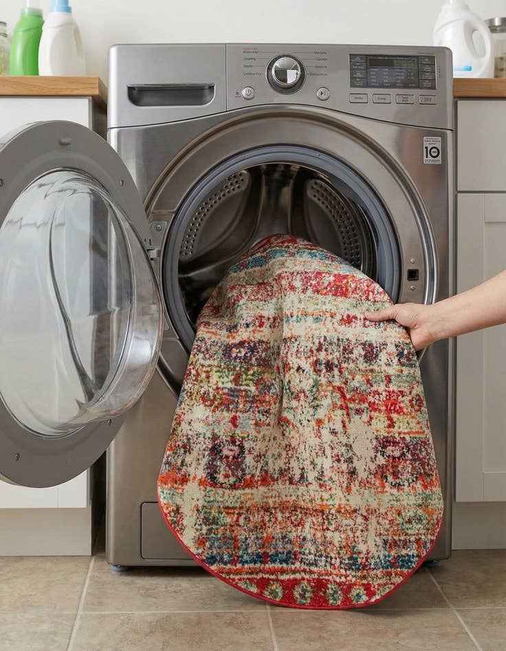 Detail image of 3' 3 x 3' 3  Washable Santa Fe Round Rug