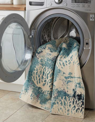 Light Blue Washable Amalfi Square Rug