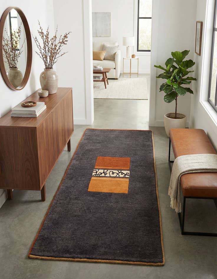 Detail image of 2' 3 x 4' 3  Hand Knotted Tibet Wool Runner Rug