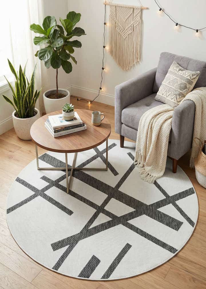 6' x 6' Easy-Clean Modern Indoor / Outdoor Round Rug