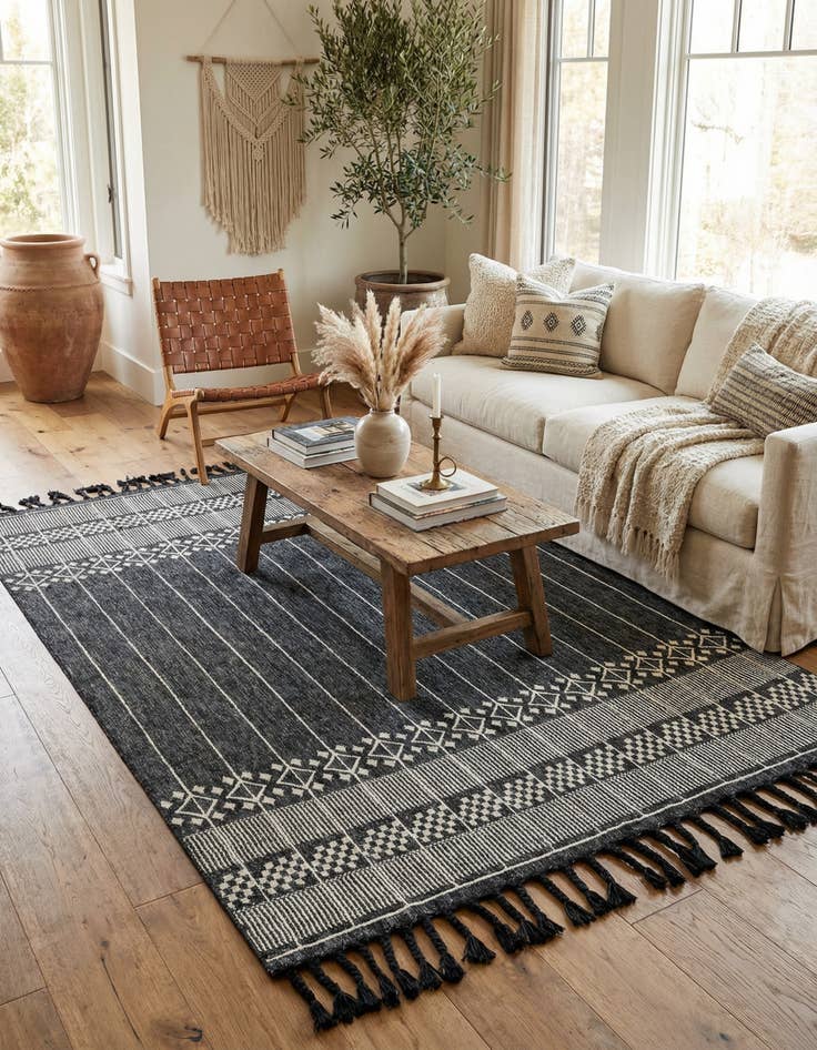 Detail image of  7' 10 x 10'  Washable Eco Bohemian Indoor / Outdoor Rug