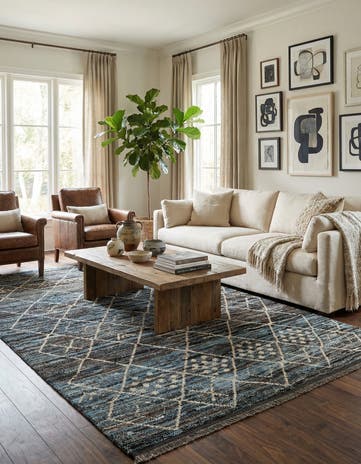 6' 5 x 9' 11 Hand Knotted Moroccan Wool Rug