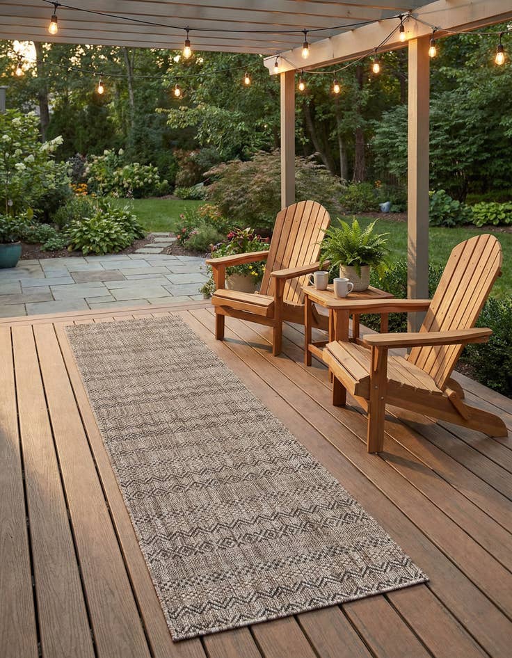 Detail image of 2' x 8' Easy-Clean Striped Indoor / Outdoor Runner Rug