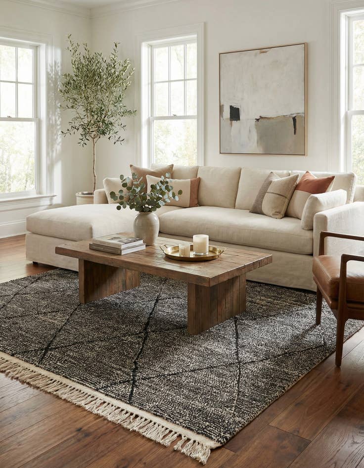 Detail image of 6' 7 x 9' 7  Hand Knotted Moroccan Wool Rug