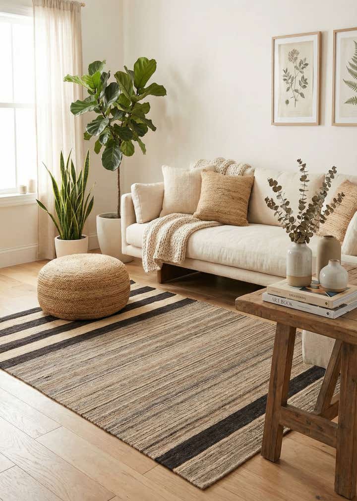 4' 1 x 5' 9 Hand Woven Kilim Modern Wool Rug