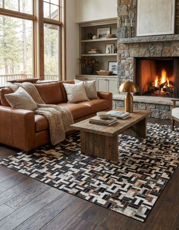 5' x 8' Cowhide Leather Rug
