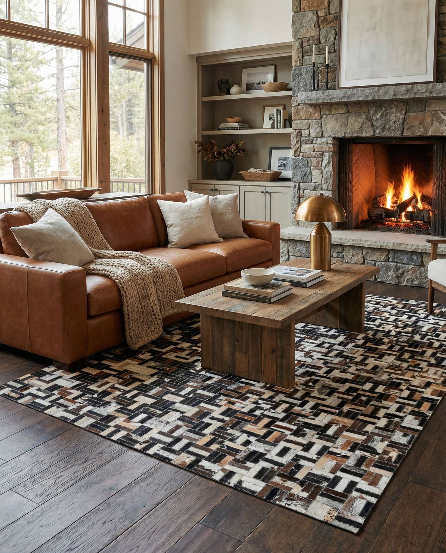 5' x 8' Cowhide Leather Rug