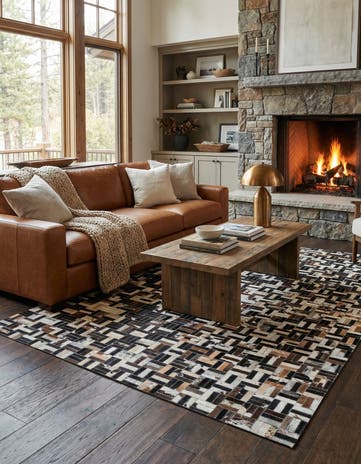 5' x 8' Cowhide Leather Rug