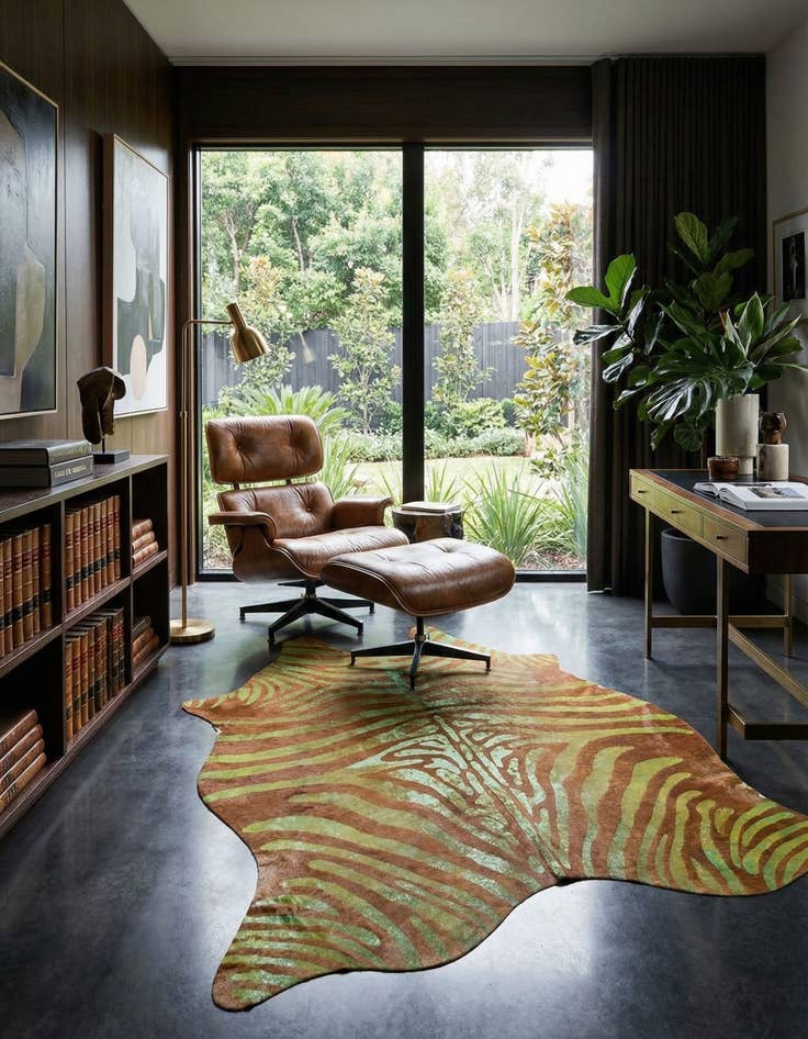 Detail image of 6' 6 x 7' 3 Cowhide Leather Freeform Rug