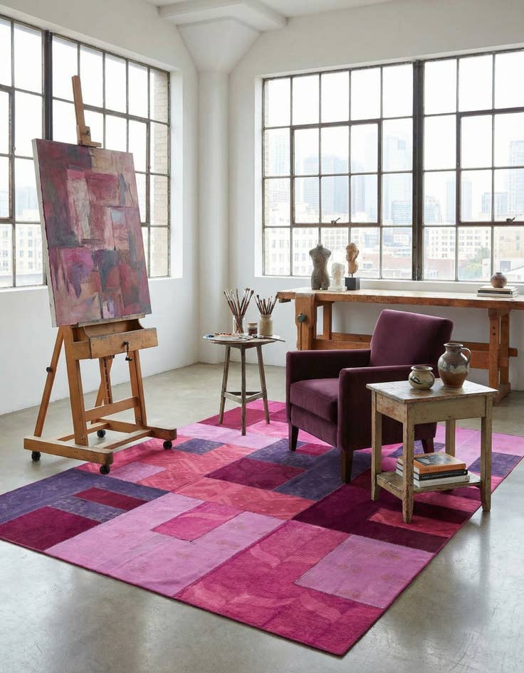 Detail image of 7' 6 x 10'  Hand Woven Patchwork Wool Rug