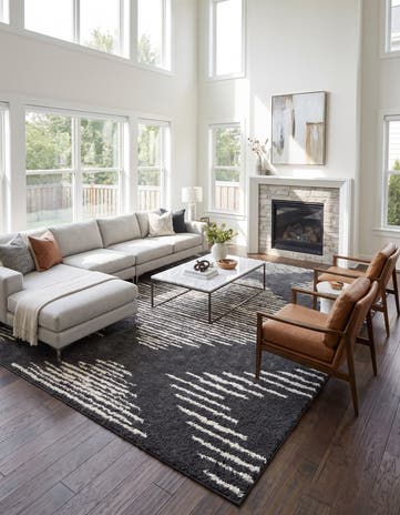 Black and White Serenity Shag Rug
