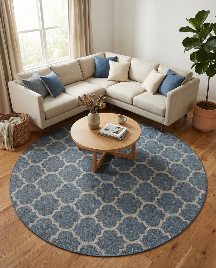 Detail image of 10' x 10' Easy-Clean Lattice Indoor / Outdoor Round Rug