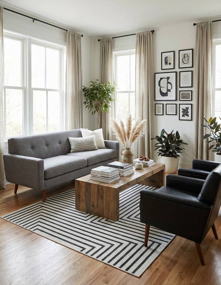 Detail image of  5' 3 x 8'  Washable Modern Indoor / Outdoor Rug