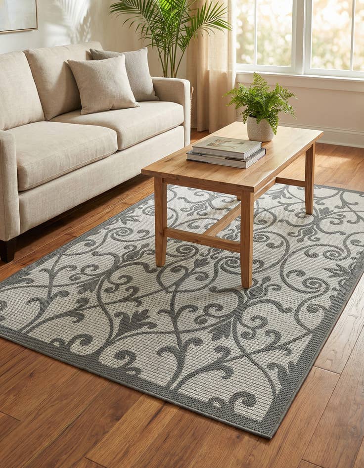 Detail image of 3' 3 x 5'  Washable Botanical Indoor / Outdoor Rug