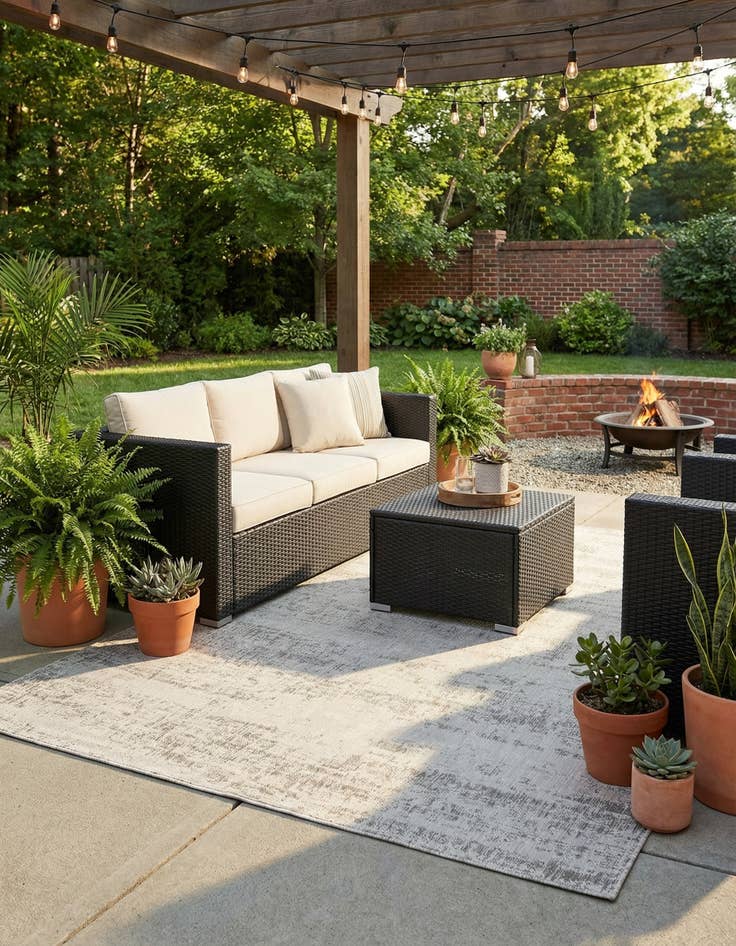 Detail image of 7' 10 x 10'  Washable Modern Indoor / Outdoor Rug