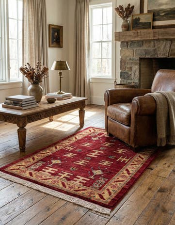 3' 4 x 4' 4 Hand Knotted Ziegler Wool Rug