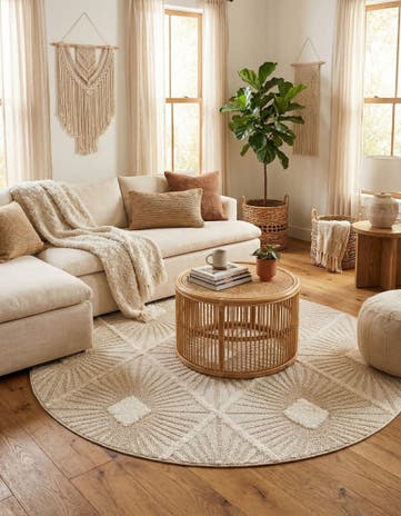 Ivory Boho Round Rug