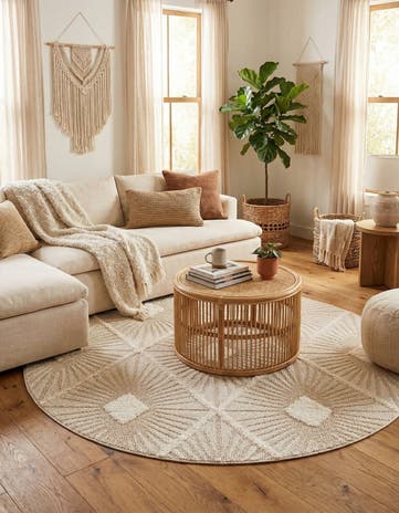 Ivory Boho Round Rug
