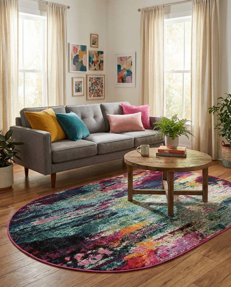 Detail image of 3' 3 x 5' 3 Washable Theia Oval Rug