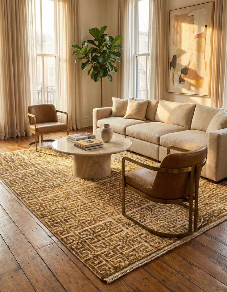 Detail image of  5' 7 x 7' 6  Hand Knotted Darya Wool Rug