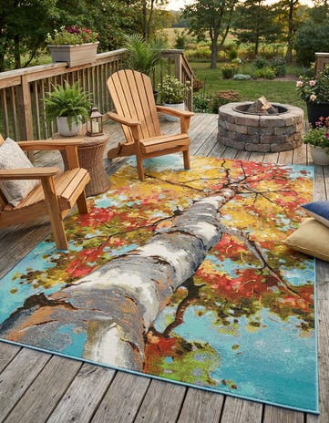 6' 1 x 9' Easy-Clean Botanical Indoor / Outdoor Rug