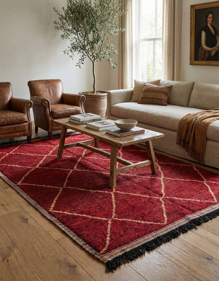 Detail image of 4' 10 x 8' 3  Hand Knotted Moroccan Wool Rug