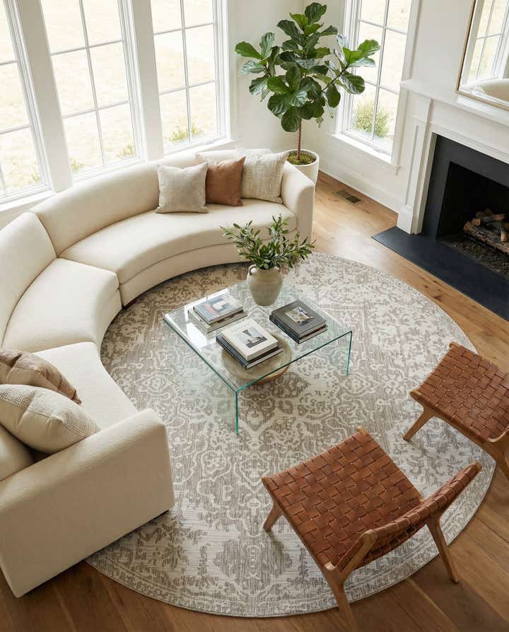 10' 8 x 10' 8 Easy-Clean Jill Zarin Dubai Indoor / Outdoor Round Rug