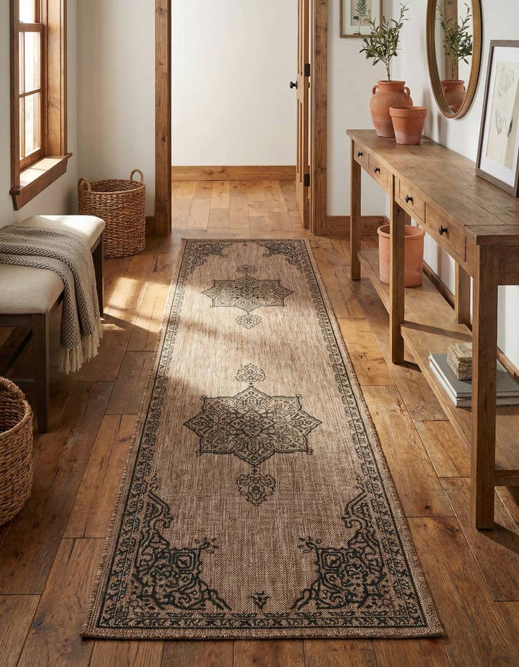 Detail image of  2' 7 x 10'  Washable Traditional Indoor / Outdoor Runner Rug