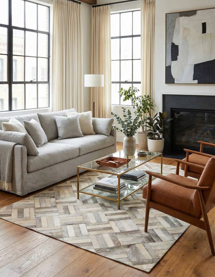 Detail image of  4' 10 x 7' Cowhide Rug