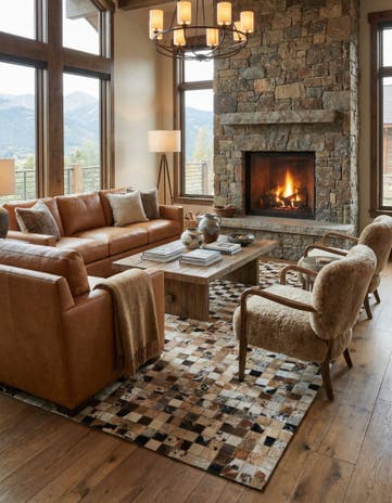 5' x 8' Cowhide Leather Rug