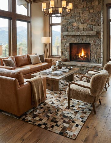 5' x 8' Cowhide Leather Rug