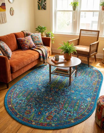 Navy Blue Calypso Oval Rug