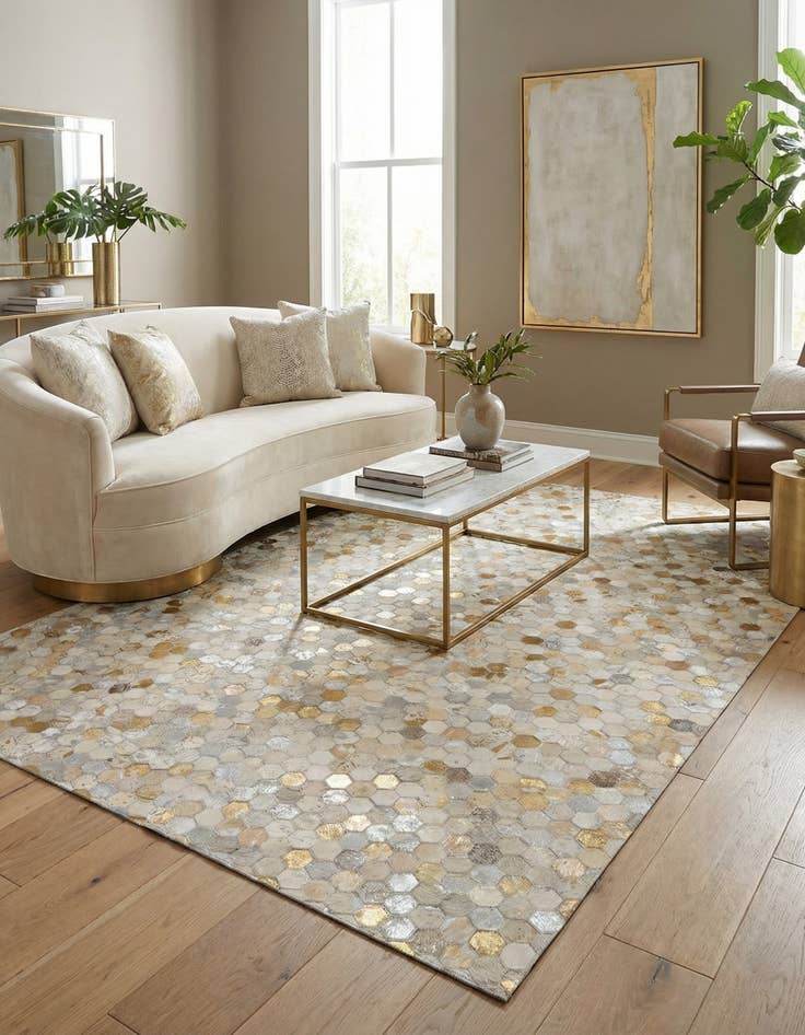 Detail image of 5' 2 x 8' 1 Cowhide - Patchwork Rug