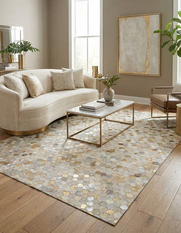 5' 2 x 8' 1 Cowhide - Patchwork Rug