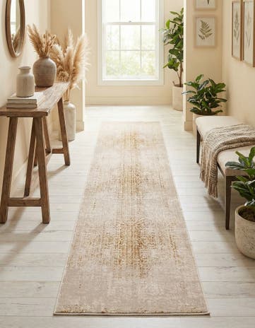 Ivory and Gold Deepa Runner Rug