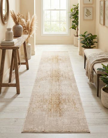 Ivory and Gold Deepa Runner Rug