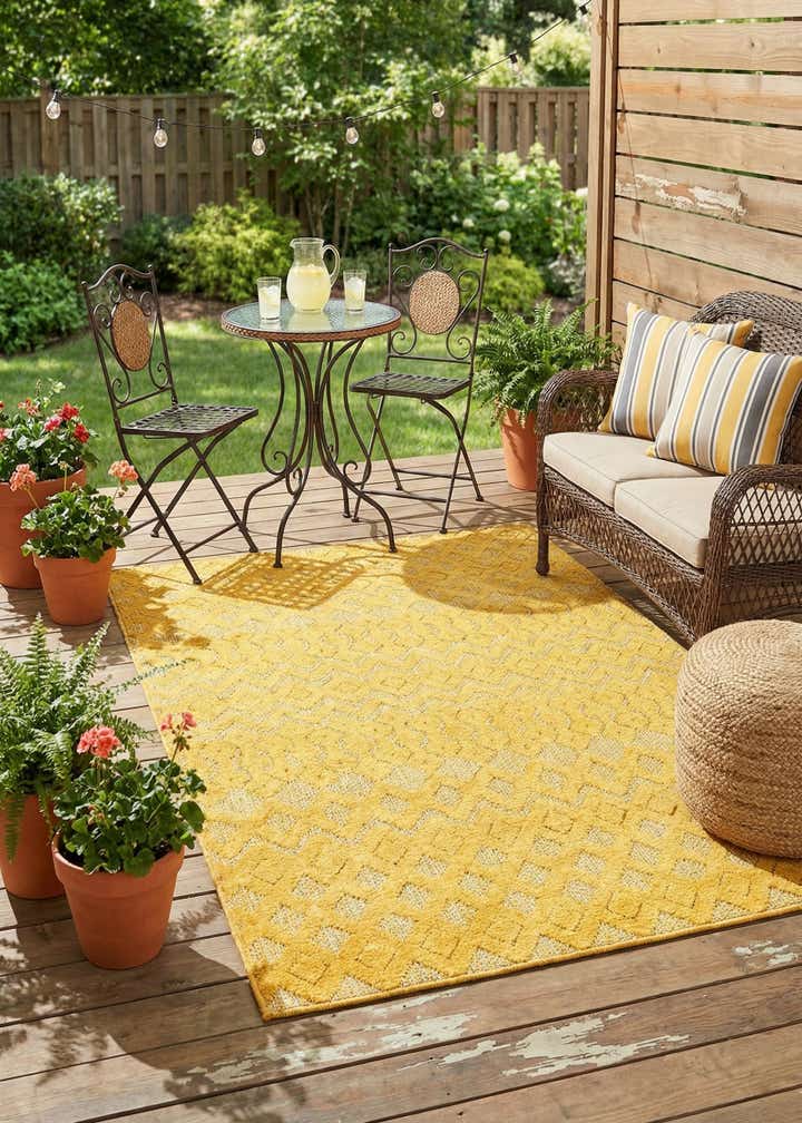 4' x 6' Easy-Clean Trellis Textured Indoor / Outdoor Rug