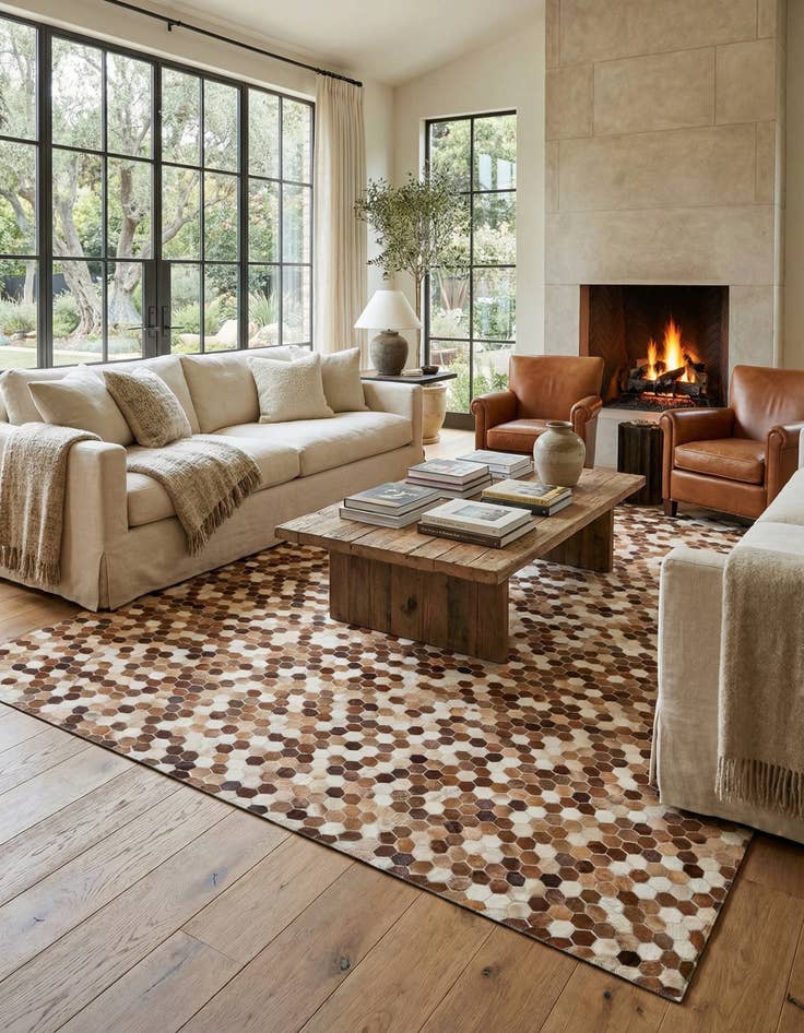 Detail image of 7' 9 x 9' 8 Cowhide Stocks Rug