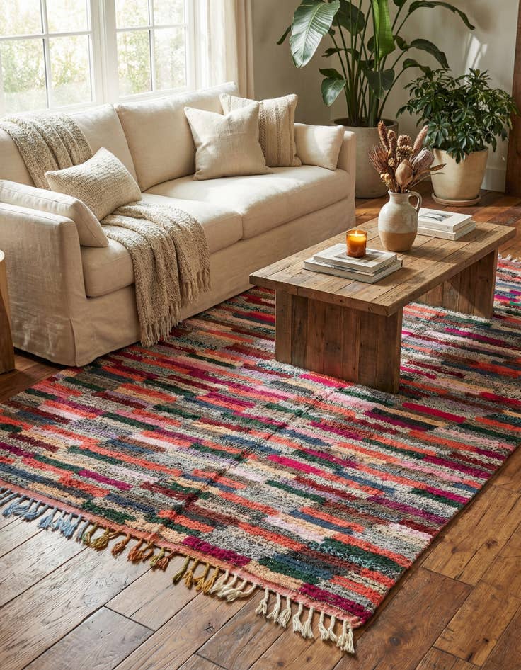 Detail image of  6' 4 x 10' 6  Hand Knotted Moroccan Wool Rug