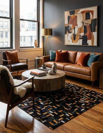 5' x 8' 1 Cowhide - Patchwork Rug