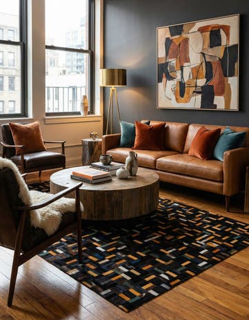 5' x 8' 1 Cowhide - Patchwork Rug