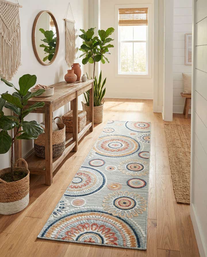 2' 2 x 8' Easy-Clean Botanical Indoor / Outdoor Runner Rug