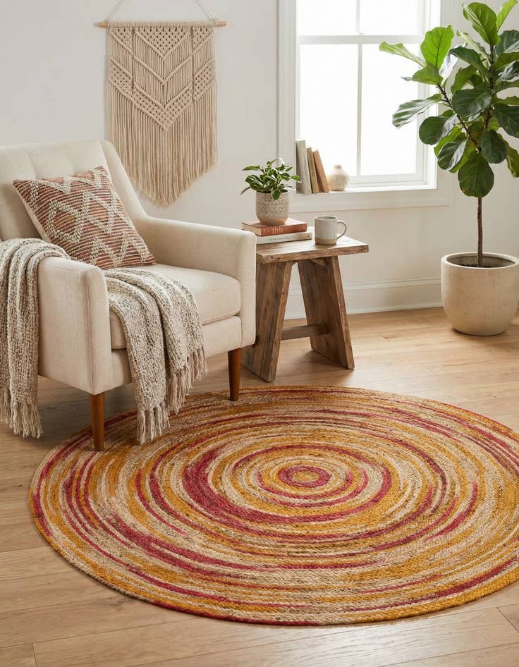 Detail image of  5' 1 x 5' 1  Hand Braided Jute Round Rug