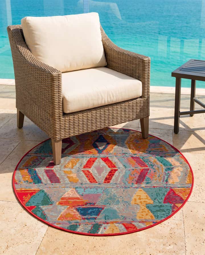 3' x 3' Easy-Clean Modern Indoor / Outdoor Round Rug