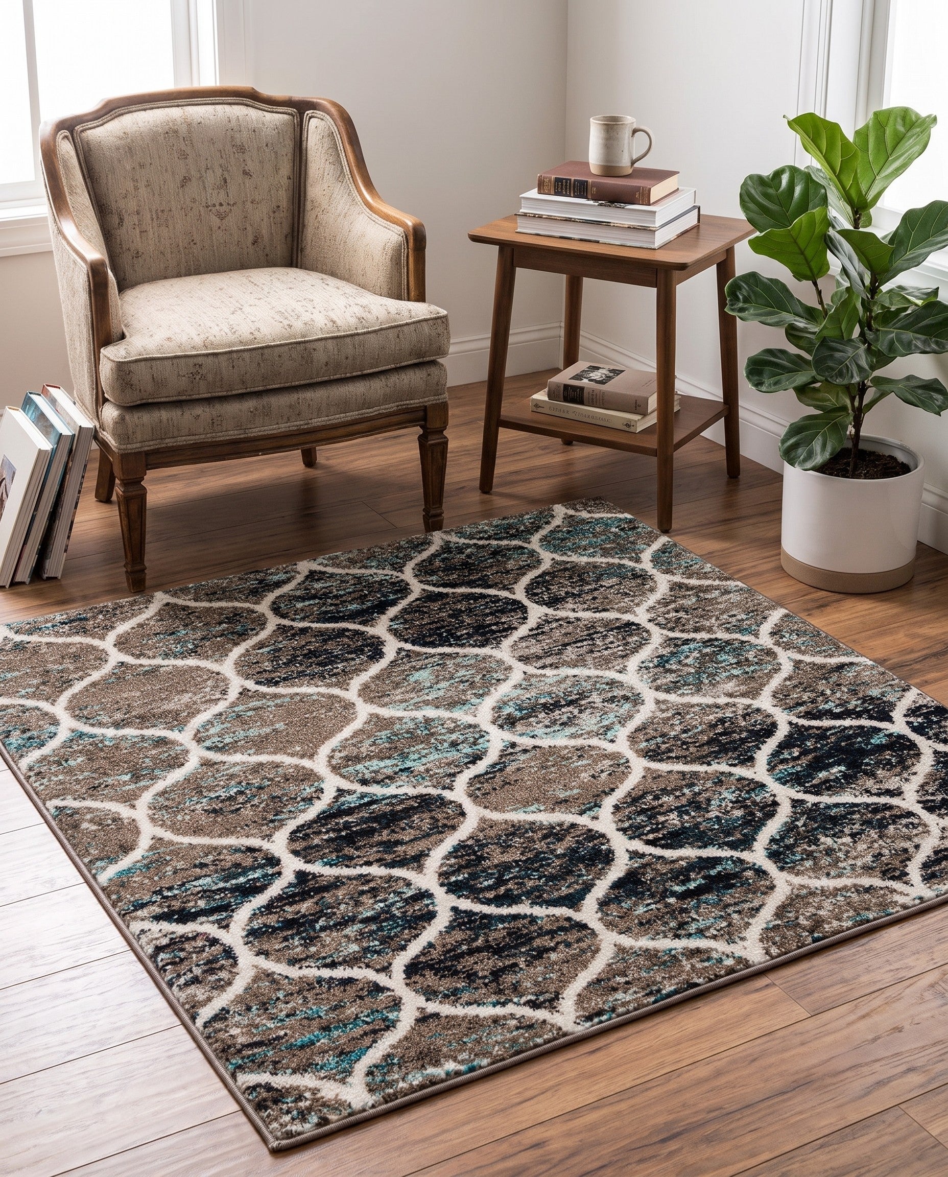 4' x 4' Lattice Frieze Square Rug