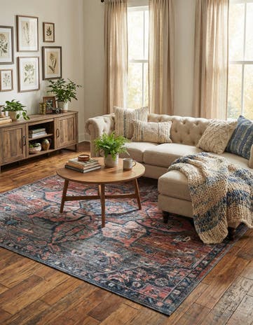 Washable Nostalgia Square Rug
